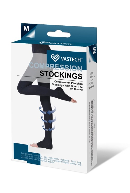 Class 3 Black Pantyhose Open Toe Compression Stockings