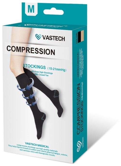 Class 1 Black Knee High Close Toe Compression Stockings