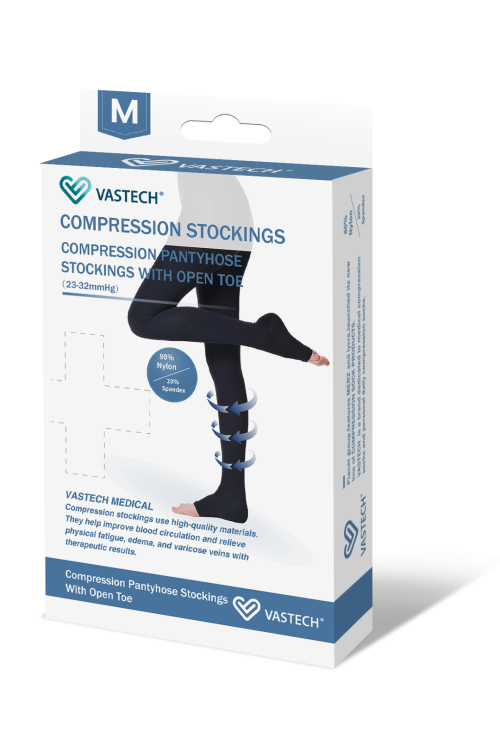 Class 2 Black Pantyhose Open Toe Compression Stockings