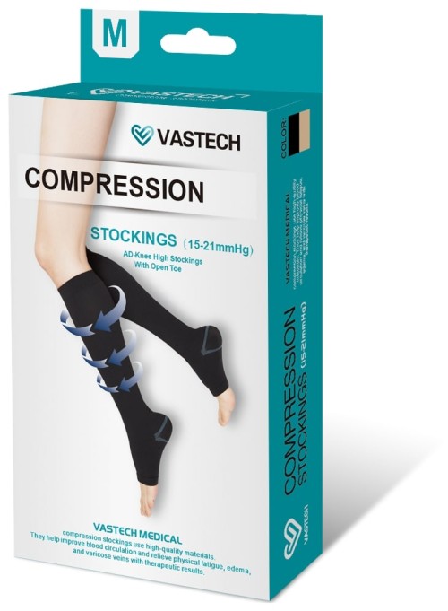 Class 1 Black Knee High Open Toe Compression Stockings