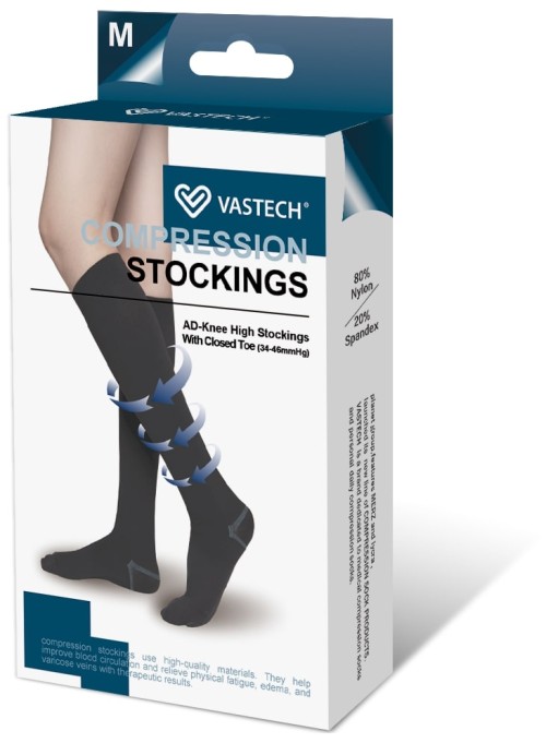 Class 3 Black Knee High Close Toe Compression Stockings
