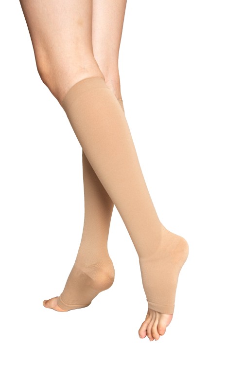 Class 2 Skin Knee High Open Toe Compression Stockings