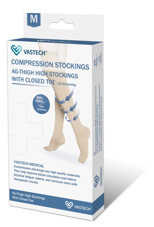 Class 2 Skin Thigh High Close Toe Compression Stockings
