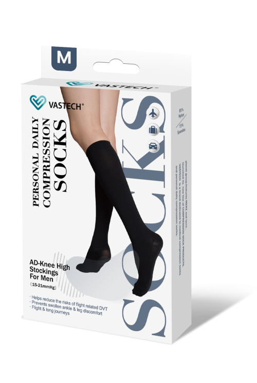 Class 1 Men's Personal Daily Black Knee High Close Toe Compression Stockings