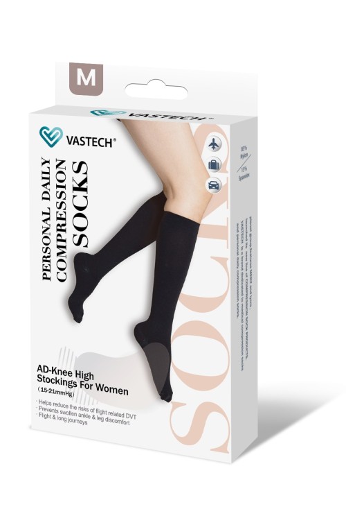 Class 1 Women's Personal Daily Black Knee High Close Toe Compression Stockings